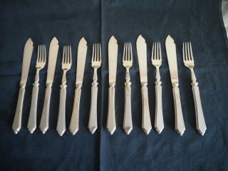 Set 6 Vintage Mappin And Webb Silver Plate Fish Knives And Forks