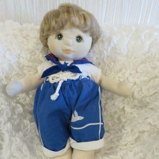 Vintage 1985 Mattel My Child Baby Doll With Short Blond Hair And Green Eyes