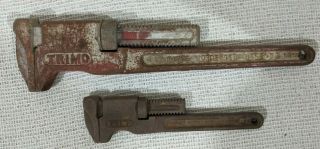 Vintage Trimo Adjustable Wrenches 10 And 18 Inch Patent 12 - 19 - 1911 St.  Pierre W
