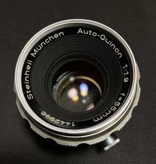 Rare Steinheil München Auto Quinon 55mm F/1.  9 1:1.  9 Exakta Prime Lens EXC, 2