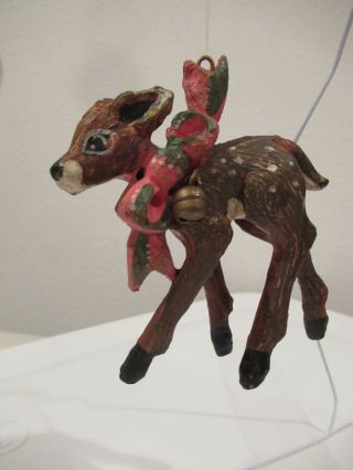Vintage House Of Hatten Baby Deer Christmas Ornament With Jingle Bell - Rare - B
