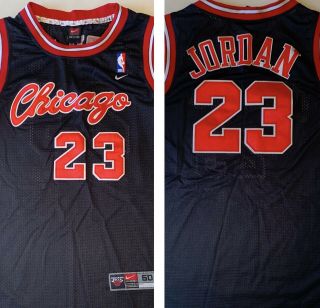 Vtg Mens Nike Script Chicago Bulls Michael Jordan Sewn 23 Jersey Sz Large Rare