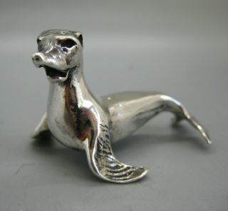 Vintage Kalevala Koru Finland Sterling Silver Miniature Seal Sea Lion Figurine 2
