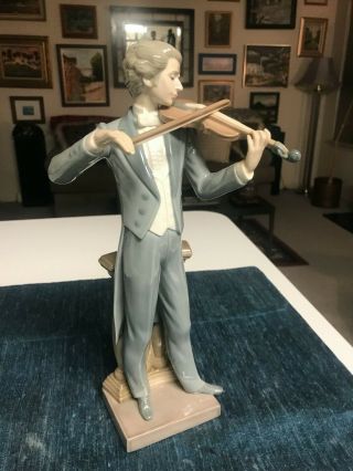 Retired Rare 13 1/4 " Lladro 5330 Concert Violinist Man Figurine Glazed