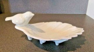 Adorable White Ceramic Bird Leaf Soap Holder Decorative Dish Rare