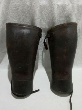 Pair Antique Leather Leggings Shin Guards Spats Horse Riding,  Military Vintage