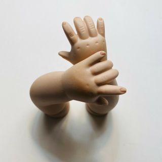 Vintage Doll Arms 4 1/2” Chubby Hands Fingers Parts Porcelain For 16” Dolls