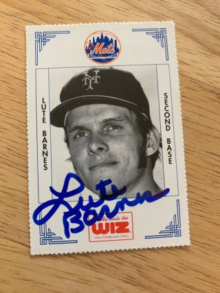 Lute Barnes Signed Rare 1991 York Ny Mets Wiz Sga Baseball Card 24