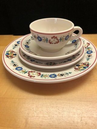 Vintage Syracuse China Restaurant Ware Plate Setting Floral And Fruit C1950