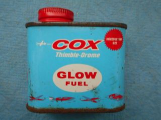 Vintage Cox Thimble - Drome Airplane - Car - Boat Glow Fuel Tin Rare Introductory Size