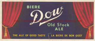 Rare 1930s Canada Dow Old Stock Ale 30x13 Inch Trolley Sign Tavern Trove