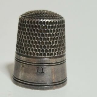 Antique Sterling Silver Sewing Thimble Size 11 Simons Brothers Bros Smooth Band