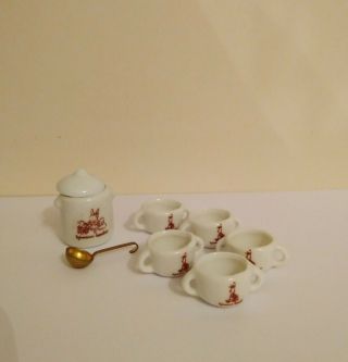 Sylvanian Families Vintage Ceramic China Soup Set Bowls Pot And Ladle