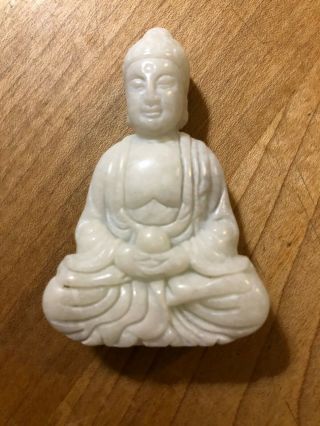 Rare Buddhist White.  Chinese Jade Buddha Desk Statue Paperweight Amulet