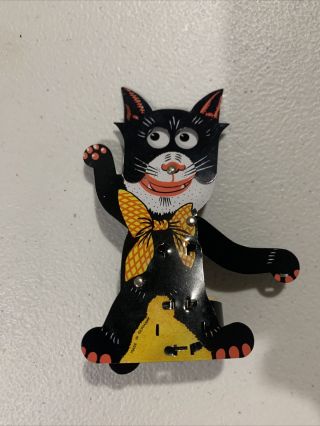 Rare German Tin Lithograph Krazy Kat Felix Squeaker Toy Black Cat Missing Mouse