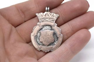 A Large Antique Edwardian Sterling Silver 925 & Gold Boxing Fob Pendant 27328