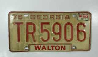 Vintage 1976 Georgia Automobile License Plate Tag Antique Car Walton Tr 5906