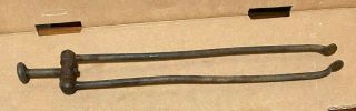 Vtg.  Iron Log Grabber Claw Firewood Tongs Log Lifter Fireplace Tool (a033)