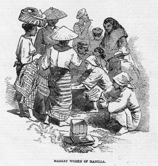 Philippines Market Women Of Manila - Antique Print 1857
