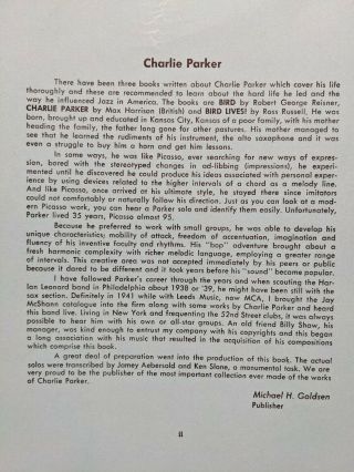 RARE 1978: Charlie Parker Omnibook Transcriptions C Instruments (Treble Clef) 2
