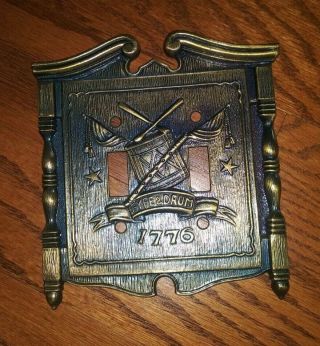 1968 Vintage American Tack Brass Double Light Switch Plate 1776 Fyfe & Drum