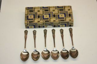 Antique Vintage Silver Plated Cutlery,  Art Nouveau Tea Coffee Spoons X 6 - Boxed
