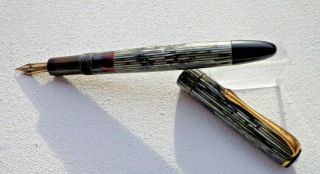 Rare Soennecken 103 Fountain Pen,  14ct Nib,  With Green And Black With Silv
