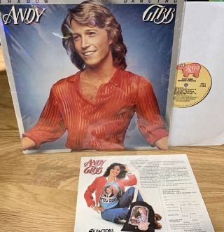 Andy Gibb Shadow Dancing Vinyl Record Album Lp With Rare Fan Club Ad.