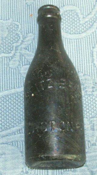 Antique Dark Amber Glass Seitz Br Co Crown Top Beer Bottle,  Easton,  Pa