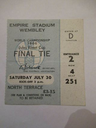 Rare Football Ticket World Cup Final 1966 England V West Germany Example