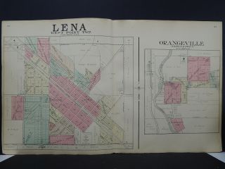 Illinois,  Stephenson County Map 1913 City Of Lena,  Orangeville P1 23