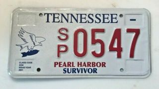Rare Tennessee Pearl Harbor Survivor License Plate Honolulu Hawaii Hi 1941