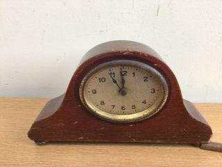 Antique Small Wooden Mantle Clock.  Wind Up