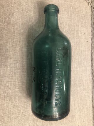 Carl H.  Schultz C - P M - S York Antique Vintage Aqua Vichy Bottle Rare