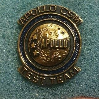 Rare Apollo Test Team Pin And Certificate.  Nasa