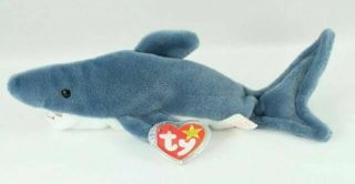 1996 Extremely Rare Retired Ty Beanie Baby Crunch The Shark With Errors