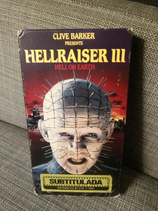 Hellraiser 3 Vhs Spanish Subtitles Horror Slasher Gore Rare Clive Barker