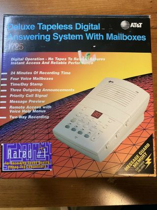 At&t 1725 Deluxe Tapeless Digital Answering Machine W/ 4 Mailboxes