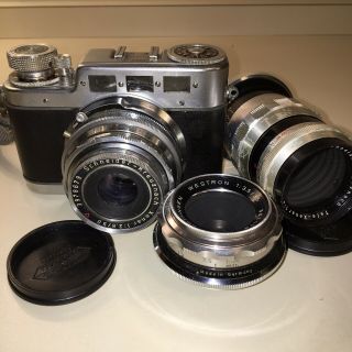 Rare German Diax Iia 35mm Rangefinder Film Camera,  W/ 3 Lenses Set
