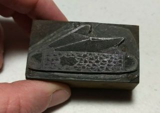 Vintage Letterpress Printing Block Folding Pocket Knife