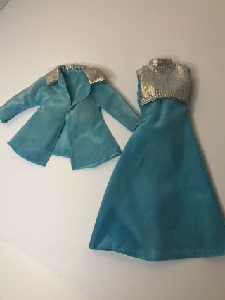 Vintage Barbie Doll Clone Premier Metallic Gown Dress Jacket 1960s Premier 2pc 2