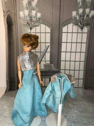 Vintage Barbie Doll Clone Premier Metallic Gown Dress Jacket 1960s Premier 2pc 3
