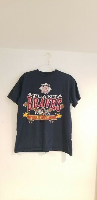 Rare Vtg 1992 Mlb Atlanta Braves Tshirt Size L Made In Usa