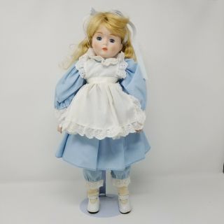 Seymour Mann Alice in Wonderland Porcelain Doll 1988 Vintage Collectible w/Stand 3