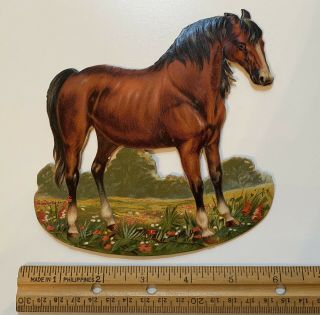 Rare Antique German Die Cut Raphael Tuck? German Rocker Toy Die Cut Farm Horse