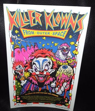 Rare Joe Simko Killer Klowns From Outer Space Blacklight 5x8 Art Print