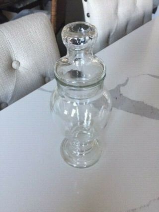 Vintage Clear Glass Apothecary Candy Jar With Lid Pharmacy 8 " Tall