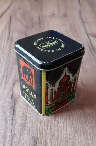 Vintage Russian Tin Tea Empty Box Rare
