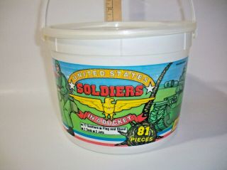 Vtg United States Soldiers In A Bucket,  Tim Mee Toy,  68,  Army Men,  Tank,  2 Jets