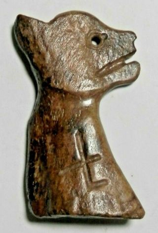 Very Rare Ancient Zoomorphic Anglo Norse Era Bone Pendant / Amulet To Fennir